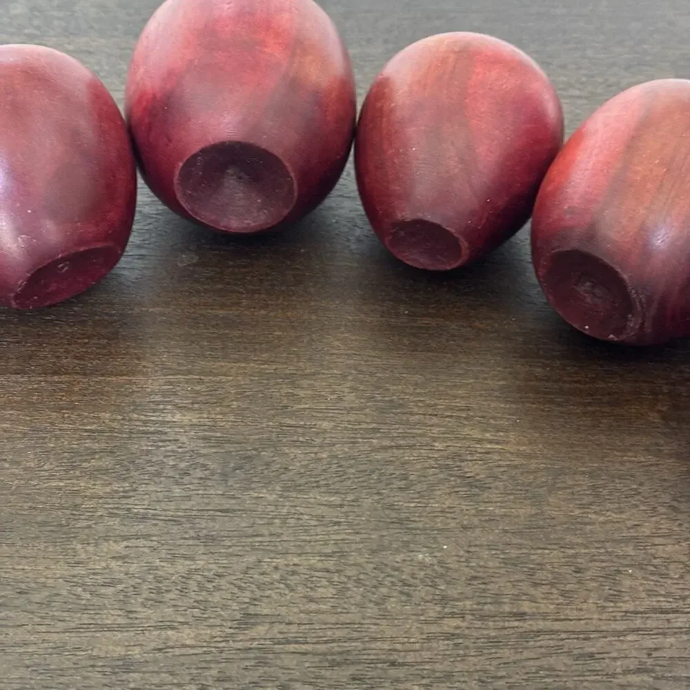 VTG Wooden Apples Set 4 Hand Carved Country Farmhouse Primitive Teachers Decor